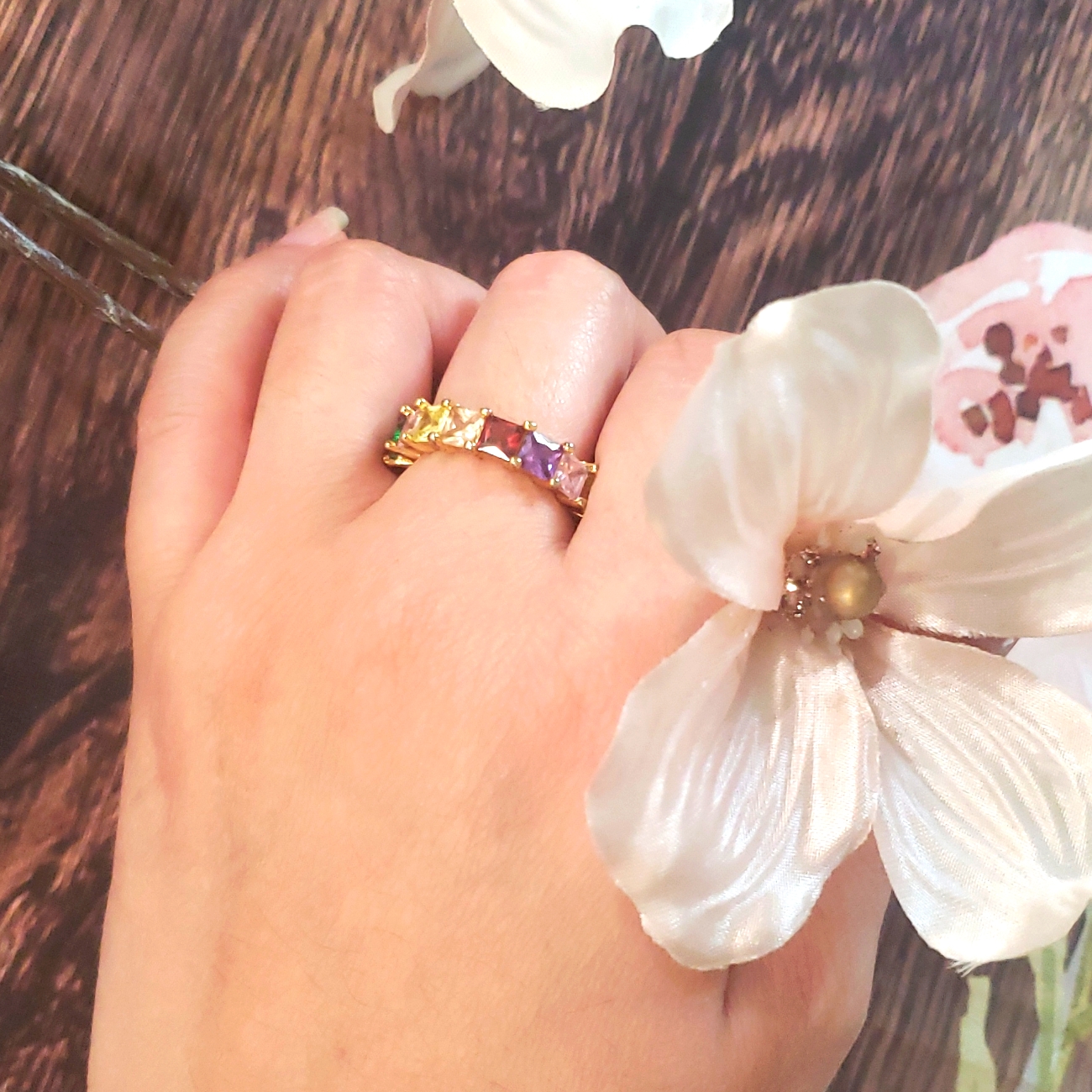 Gold Gemstones Ring